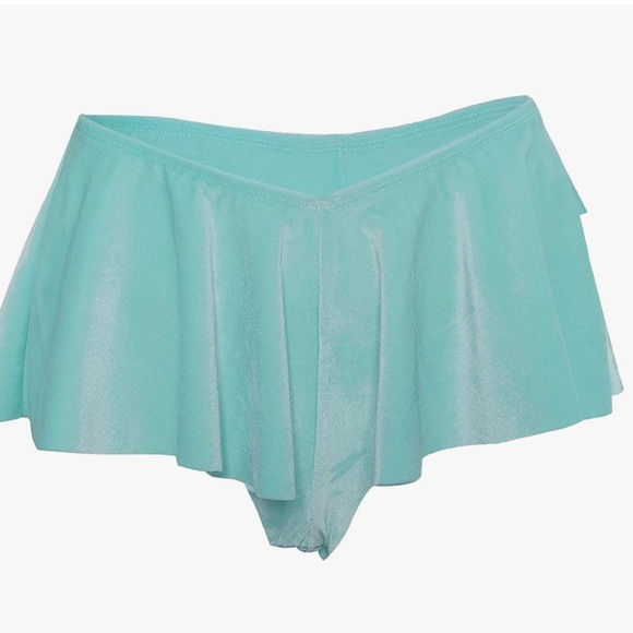 Velvet mint green booty shorts rave skirt bottoms festival club dance sport sexy - Picture 2 of 2